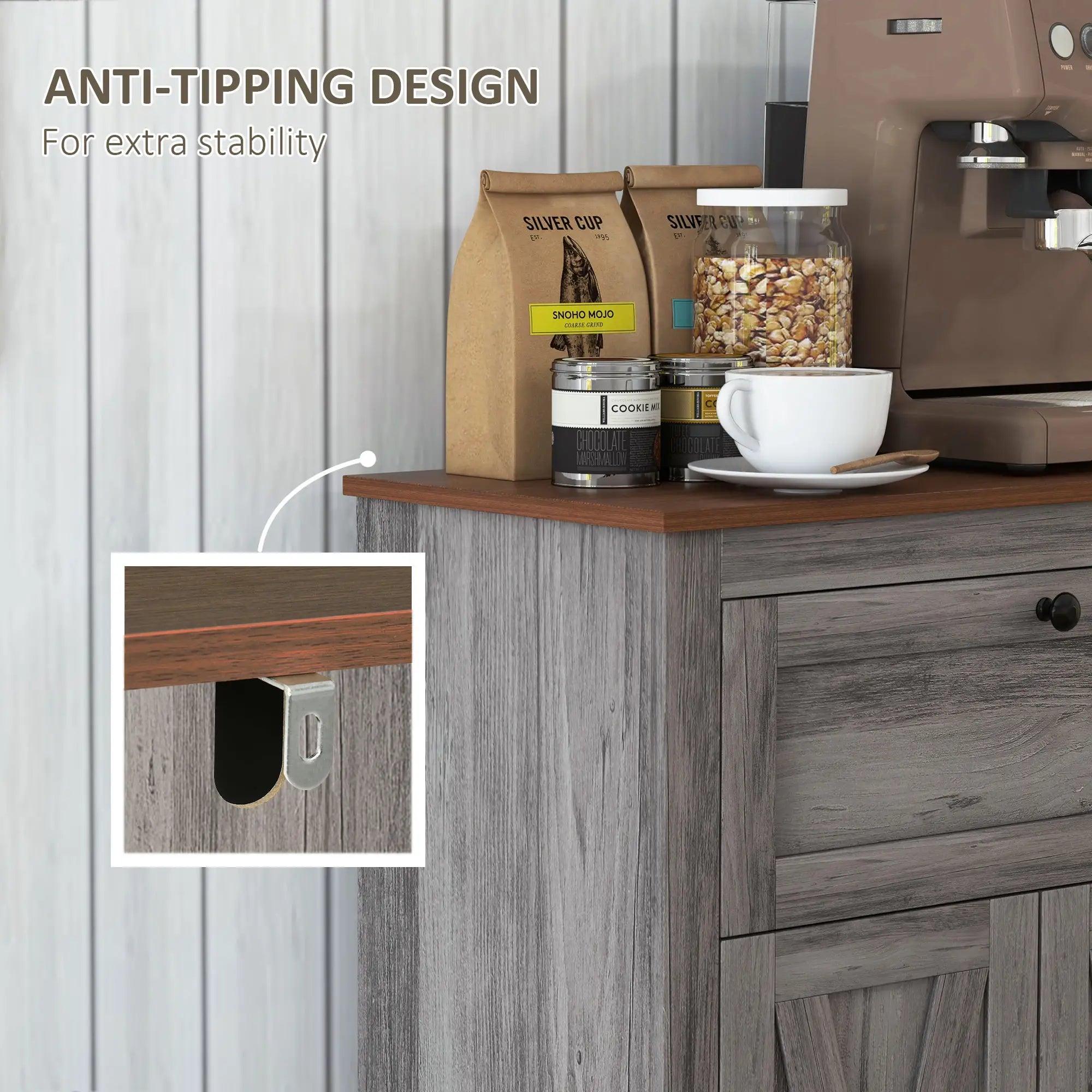 Farmhouse Storage Cabinet With Doors, Drawer, Grey Wash Storage Cabinets at Gallery Canada