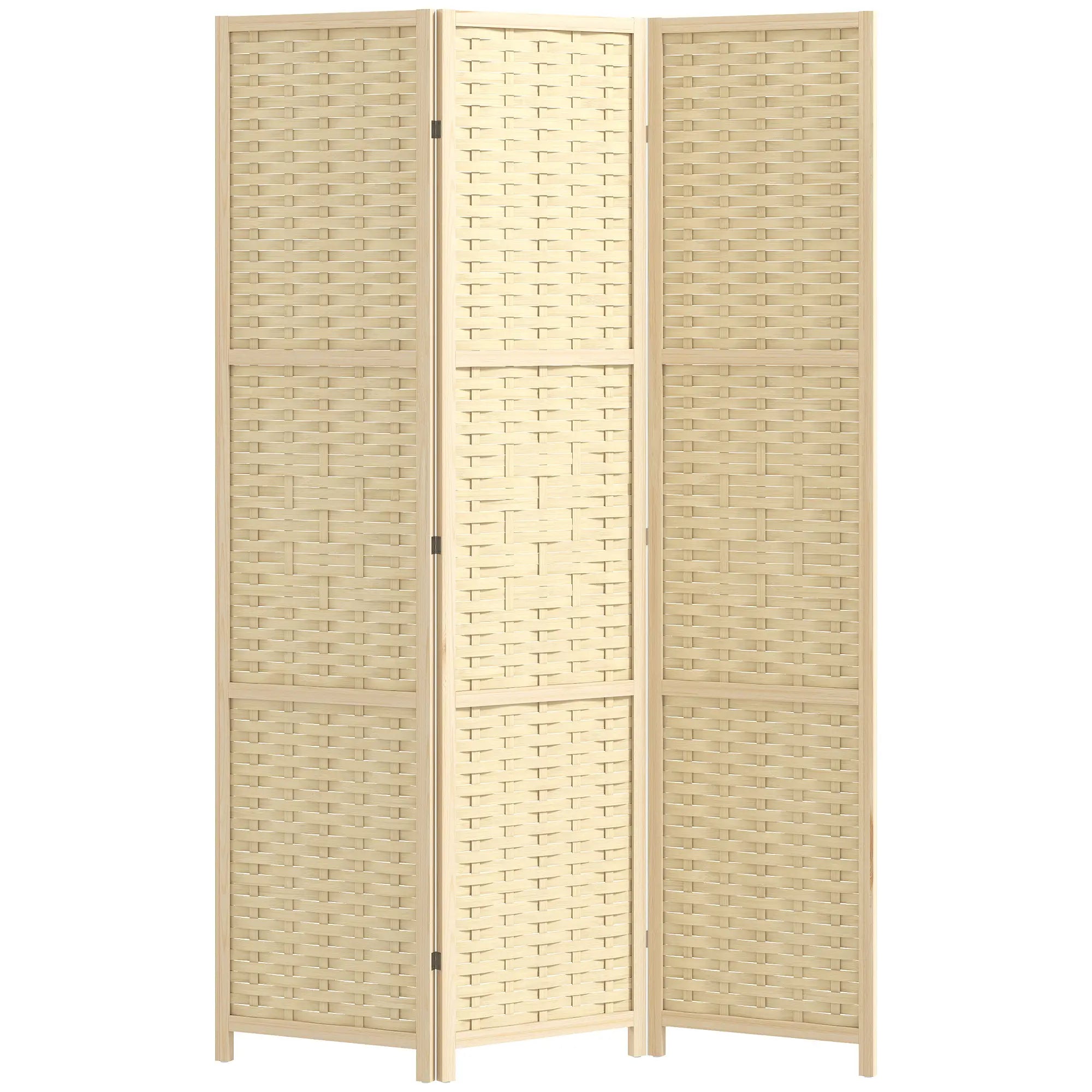 3-Panel Room Divider, 5.6 FT Freestanding Folding Privacy Screen, Natural Wood Room Dividers at Gallery Canada