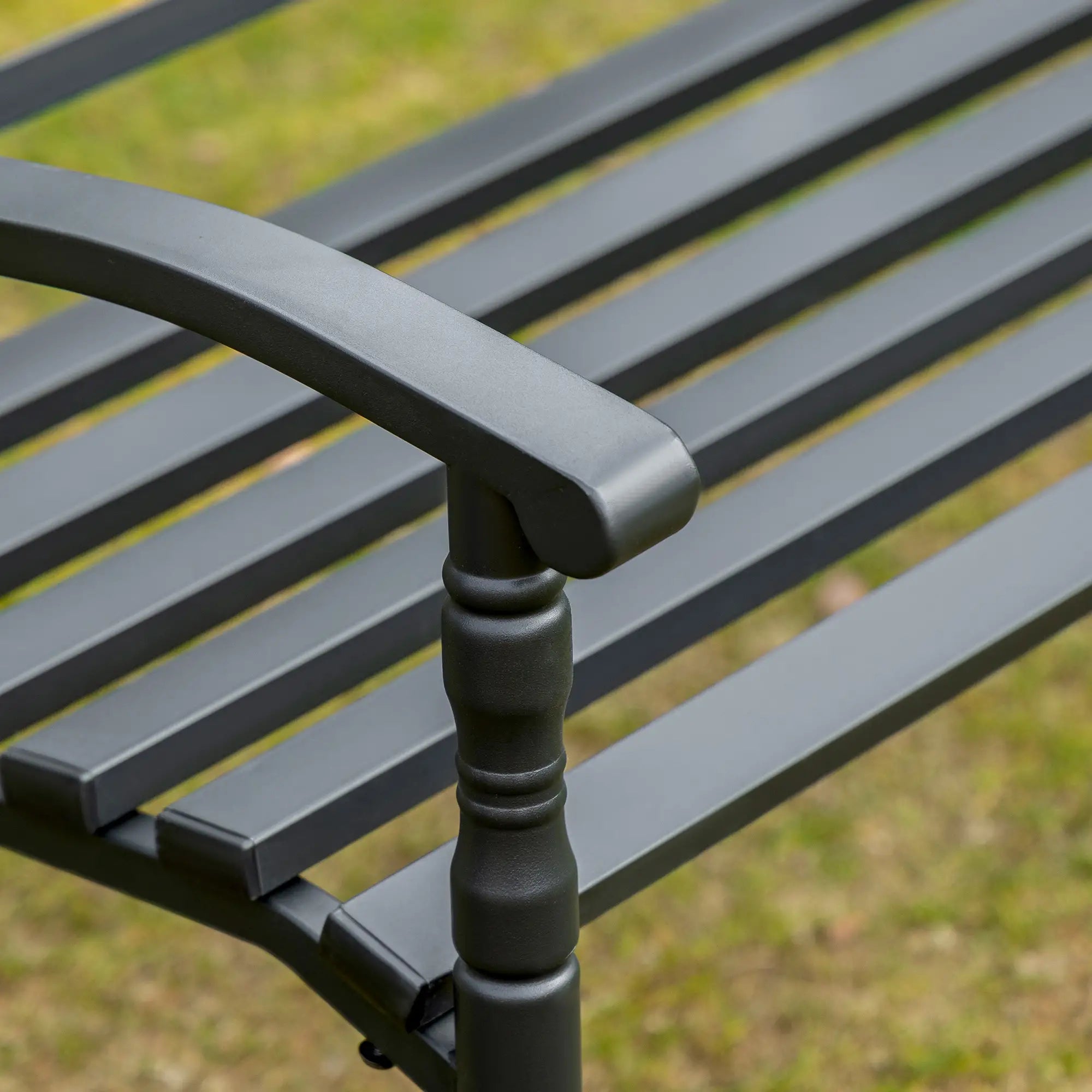 Steel Garden Bench, 2-Person Patio Loveseat, Black Outdoor Benches at Gallery Canada