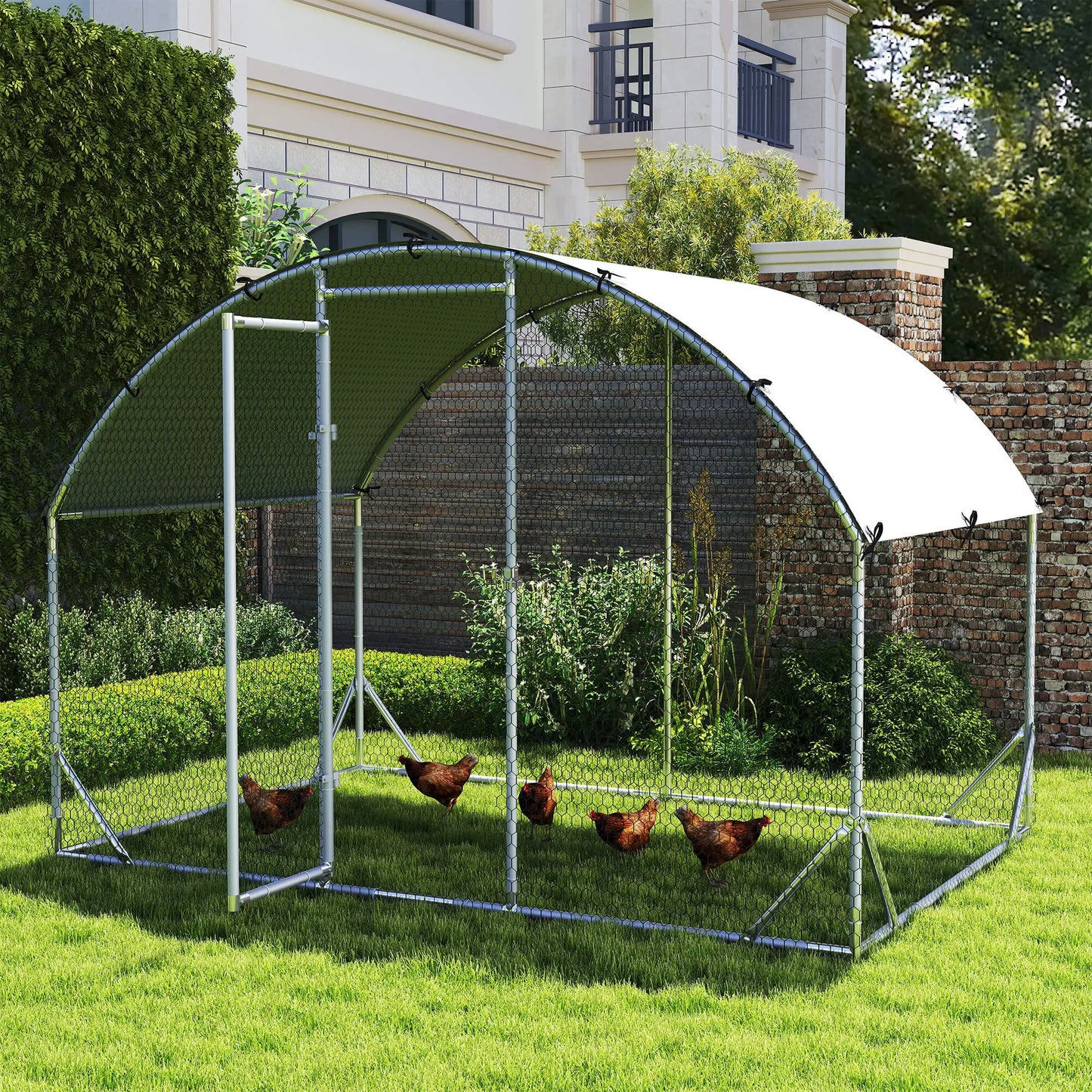 Large Metal Chicken Coop, Walk-in Enclosure, 9.2' x 6.2' x 6.5', Silver Chicken Coops at Gallery Canada