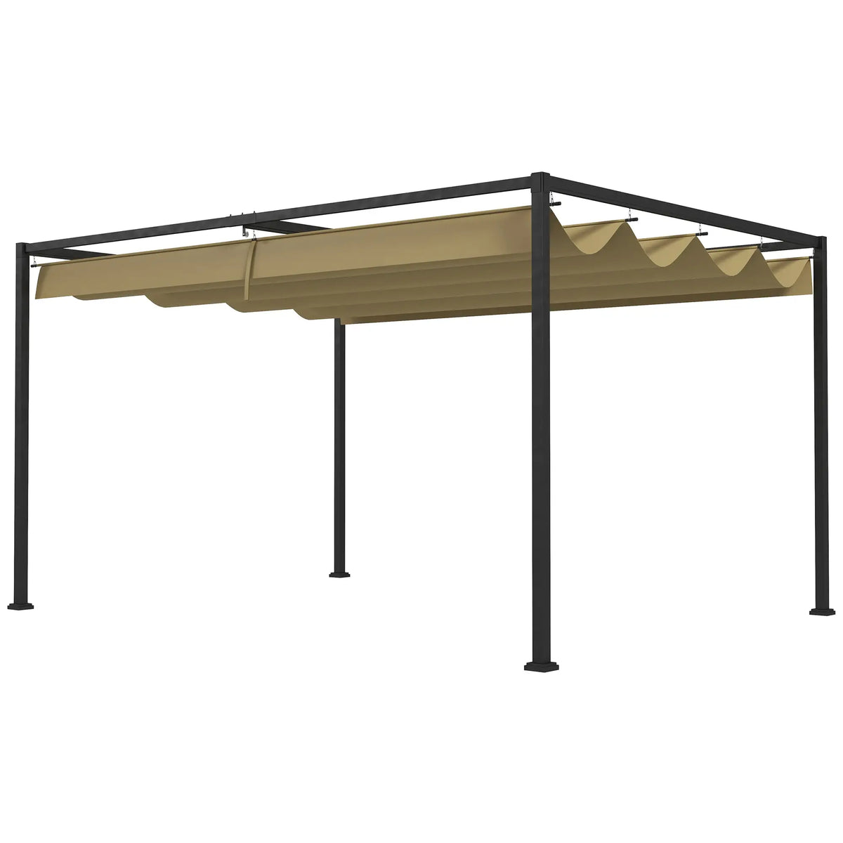 10' x 7' Patio Pergola, Retractable Canopy, Outdoor Sun Shelter, Khaki Pergolas Khaki Canopy, Dark Grey Frame at Gallery Canada