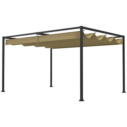 10' x 7' Patio Pergola, Retractable Canopy, Outdoor Sun Shelter, Khaki Pergolas Khaki Canopy, Dark Grey Frame at Gallery Canada