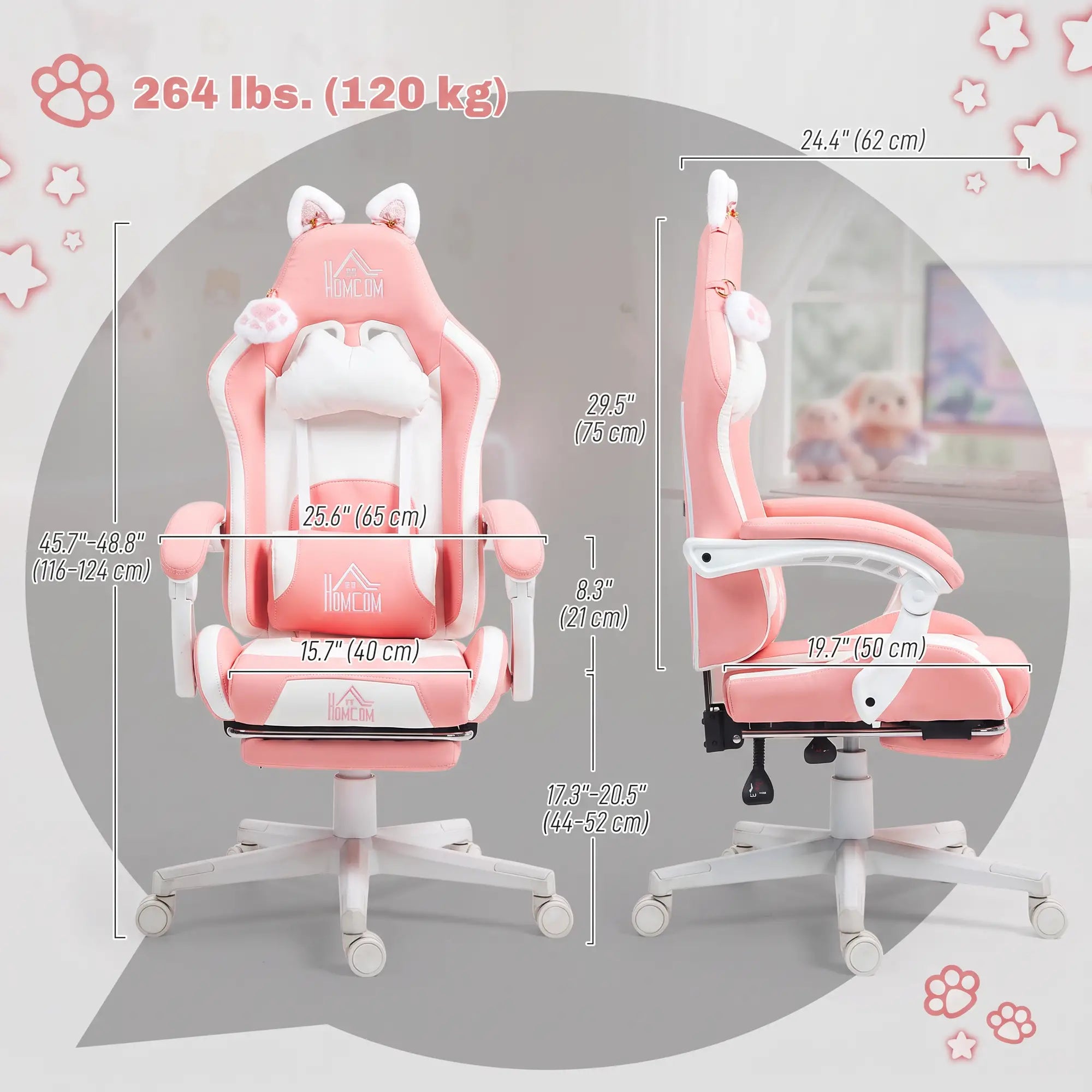 Racing Gamer Chair, Faux Leather with Footrest, Headrest, Lumbar Support, Pink Video Game Chairs at Gallery Canada