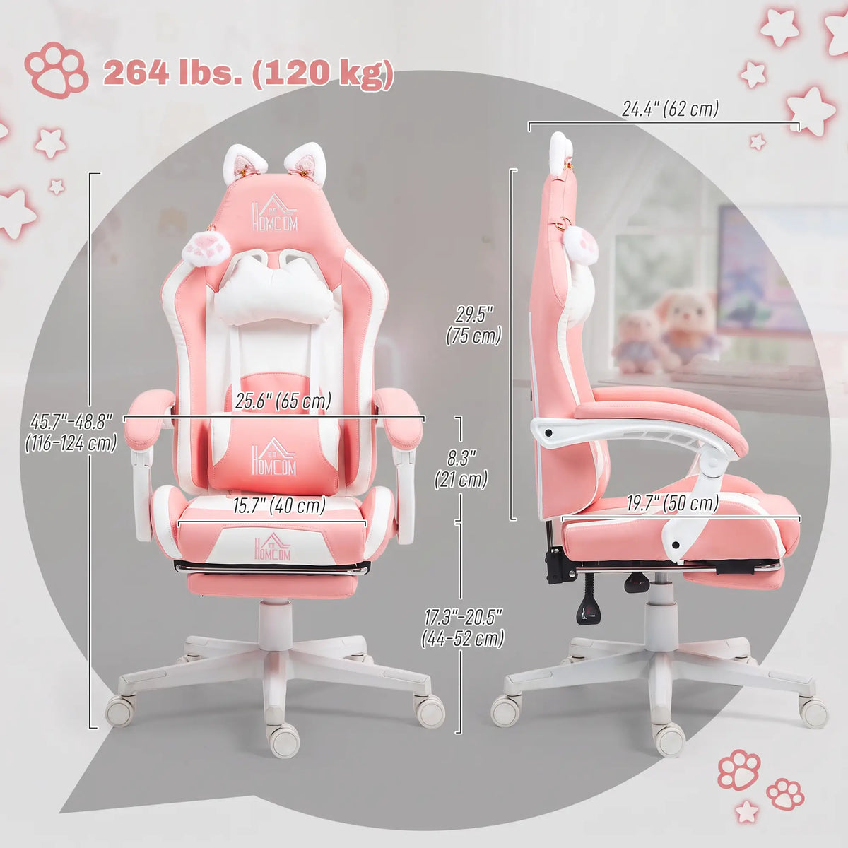 Racing Gamer Chair, Faux Leather with Footrest, Headrest, Lumbar Support, Pink Video Game Chairs at Gallery Canada