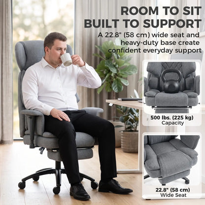 Heavy Duty Office Chair, Footrest, Lumbar Support, Grey Executive & Manager Chairs at Gallery Canada