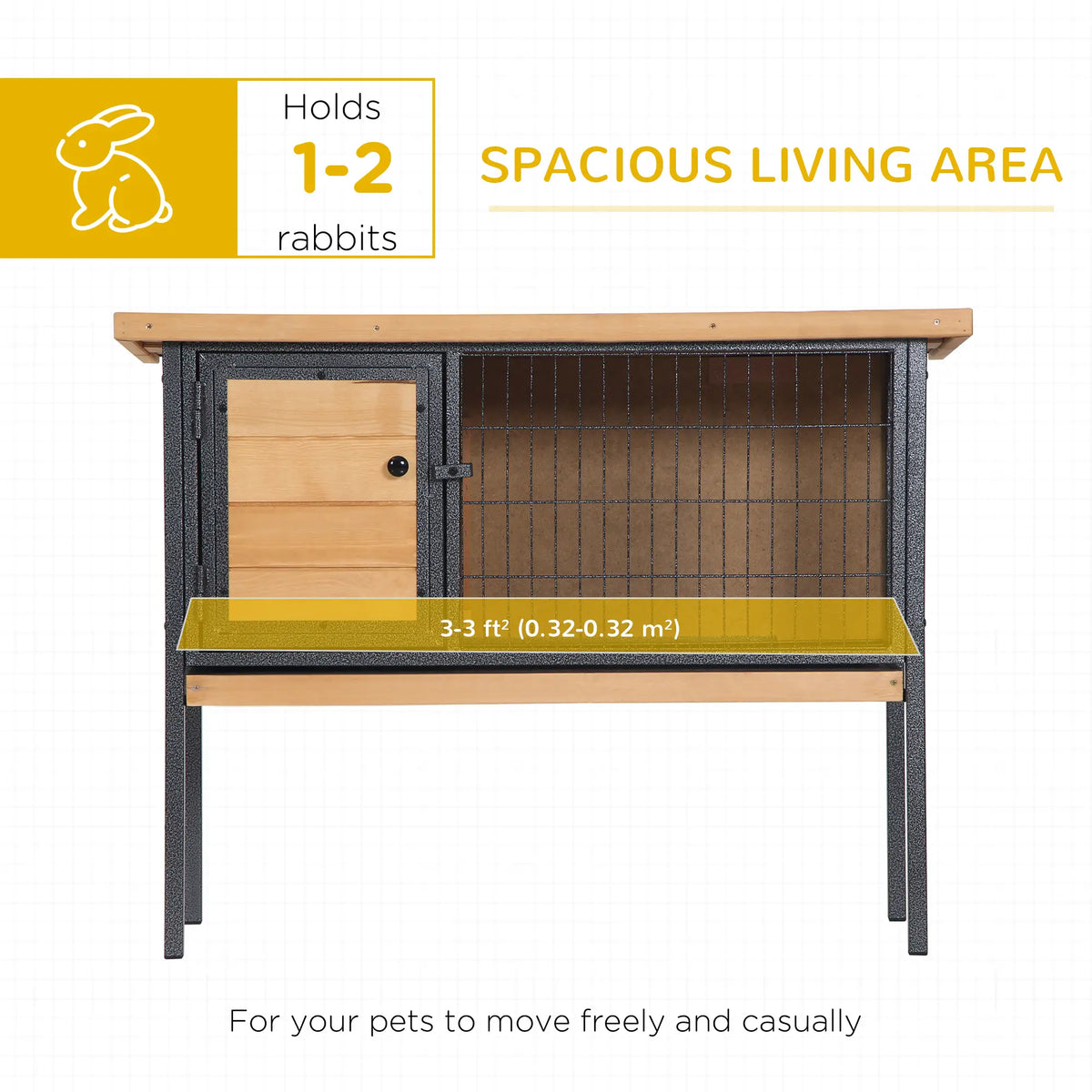 Wooden Rabbit Hutch, Indoor Outdoor Bunny Cage With Tray, Yellow Rabbit Hutch at Gallery Canada