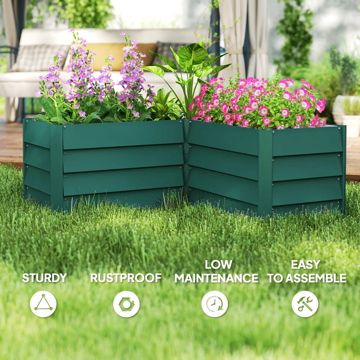 45" x 45" x 17" L-Shaped Galvanized Steel Raised Garden Bed Raised Garden Beds at Gallery Canada