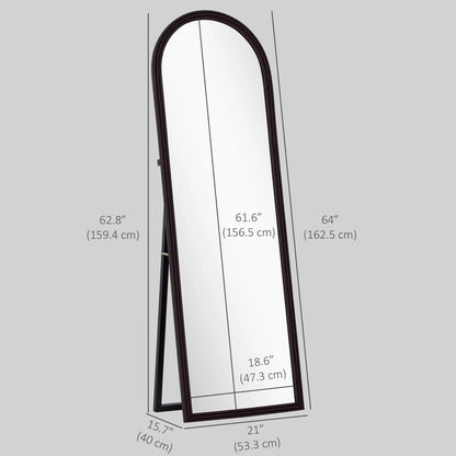 64" x 21" Full Length Mirror, Arched, Brown Wood Grain, Brown Full Length Mirrors at Gallery Canada
