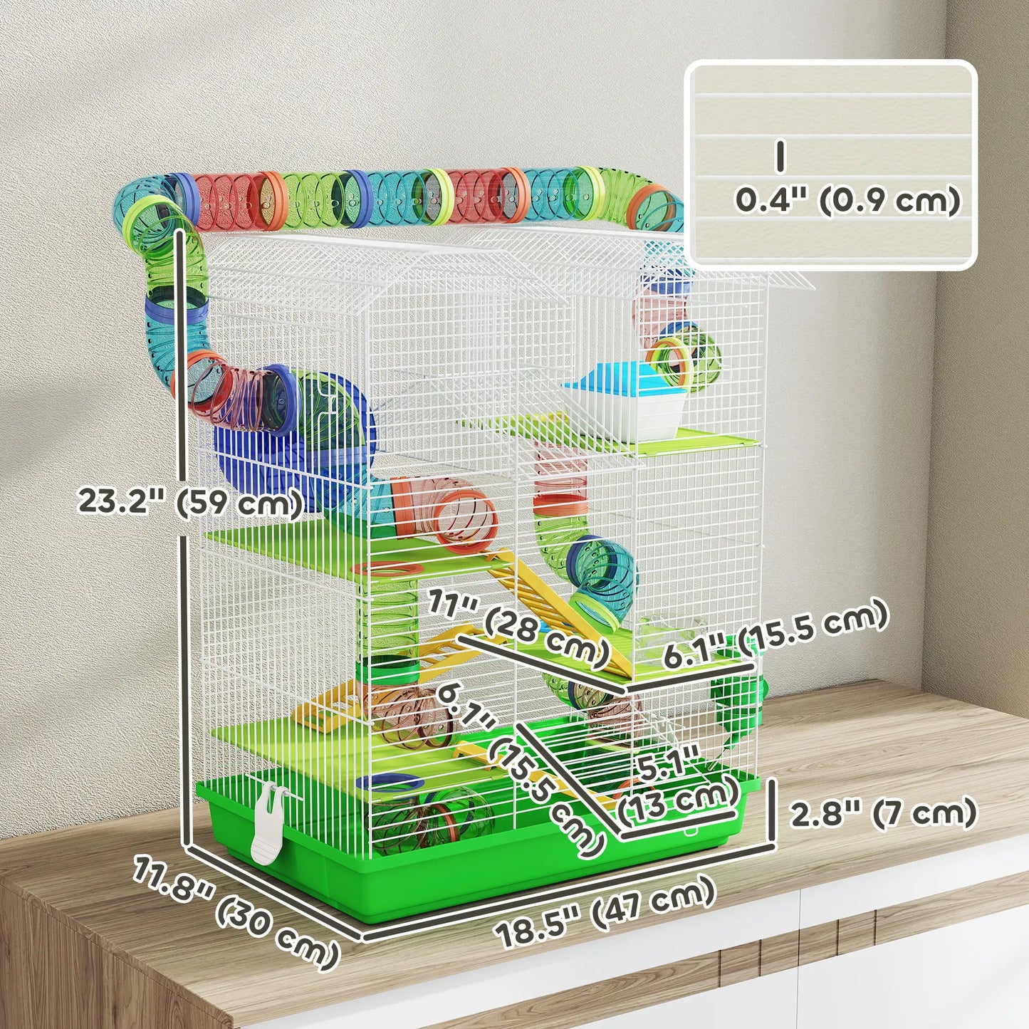 18.5" Hamster Cage, 5 Tiers, Tunnel Tube System, Exercise Wheel, Water Bottle, Green Hamster Cages at Gallery Canada