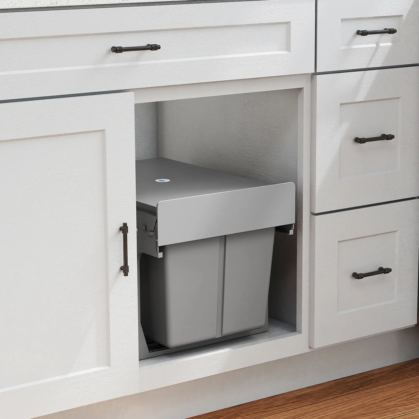 Pull Out Bin, Under Sink Garbage Can, 2 Compartments, 4 Gallon Each, Light Grey, Light Grey Household Supplies at Gallery Canada