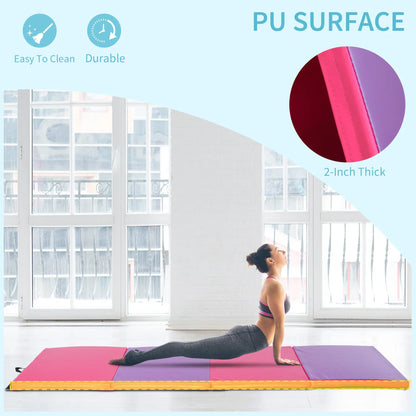 4'x10'x2'' Folding Tumbling Mat, Exercise Mat for Yoga, MMA, Pink and Purple Gymnastics Mats at Gallery Canada