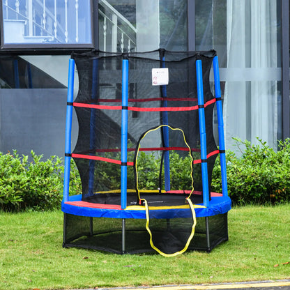 55" Kids Trampoline with Enclosure Net, Indoor/Outdoor, Multi-Coloured Trampolines at Gallery Canada