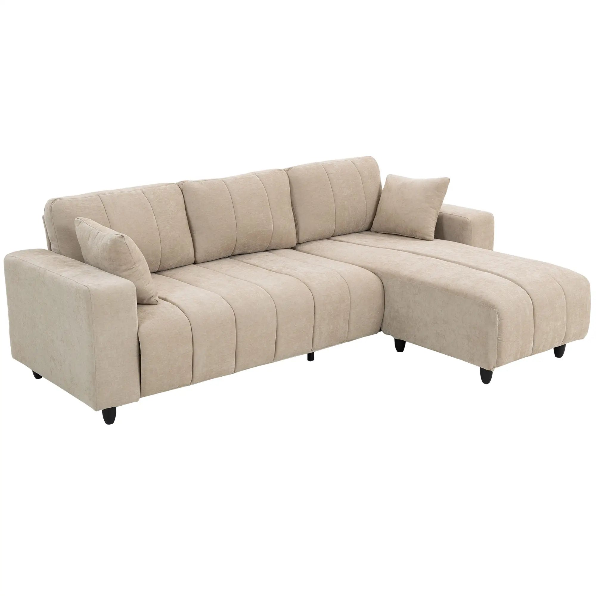 Sectional Couch, 3 Seater L-Shaped Sofa, Changeable Chaise, Beige 3-Seater Sofas Beige at Gallery Canada