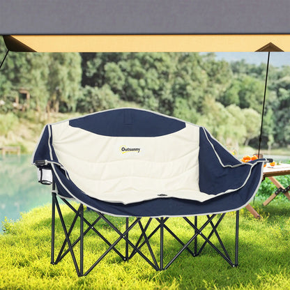 Portable Double Camping Chair, Cup Holders, Carry Bag, 551 lbs, Navy Blue Picnic Tables & Camping Chairs at Gallery Canada