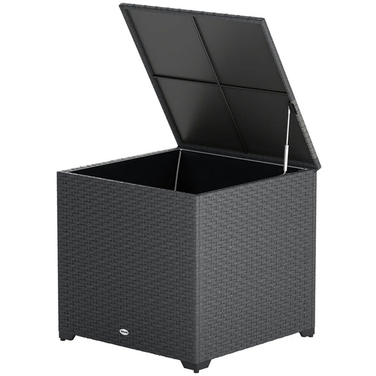 67 Gallon Rattan Deck Box, Waterproof Zippered Liner, Grey