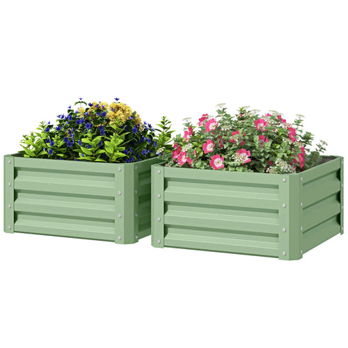 2' x 2' x 1' Raised Garden Bed, Galvanised Steel Frame, Light Green