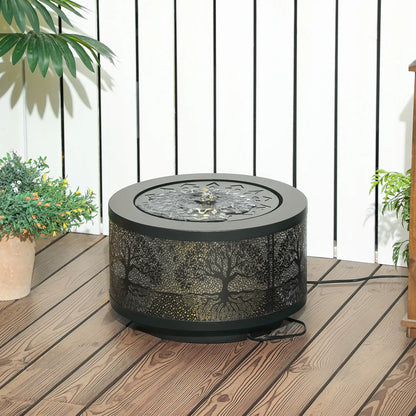 Outdoor Water Fountain with LED Lights, 10" Tall, Black Water Fountains at Gallery Canada