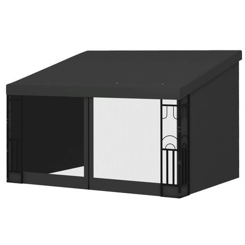 10' x 13' Wall Pergola, Outdoor Gazebo, UV Resistant, Dark Grey