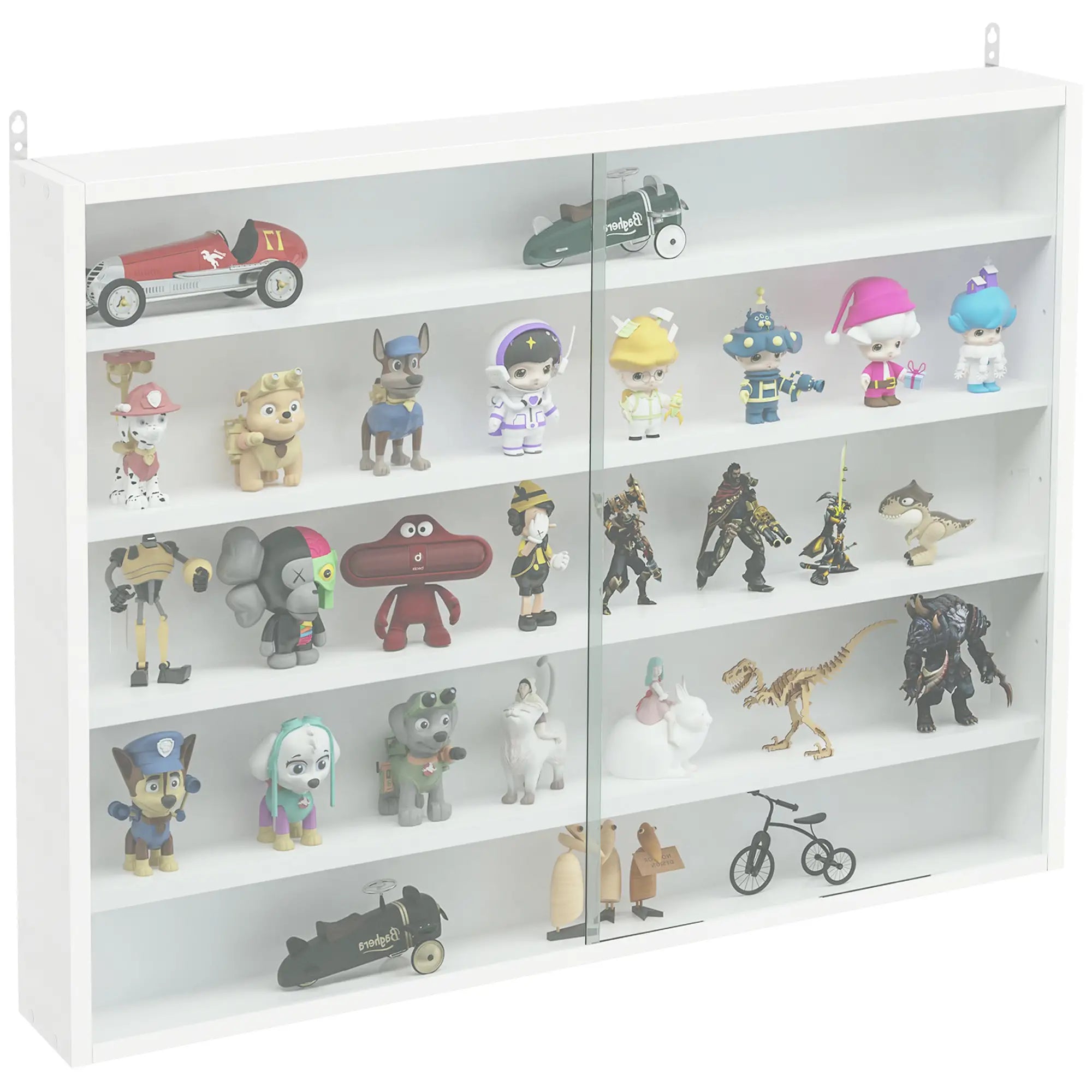 5-Tier Glass Display Cabinet, 2 Doors, 4 Adjustable Shelves, White Display Bookshelves at Gallery Canada