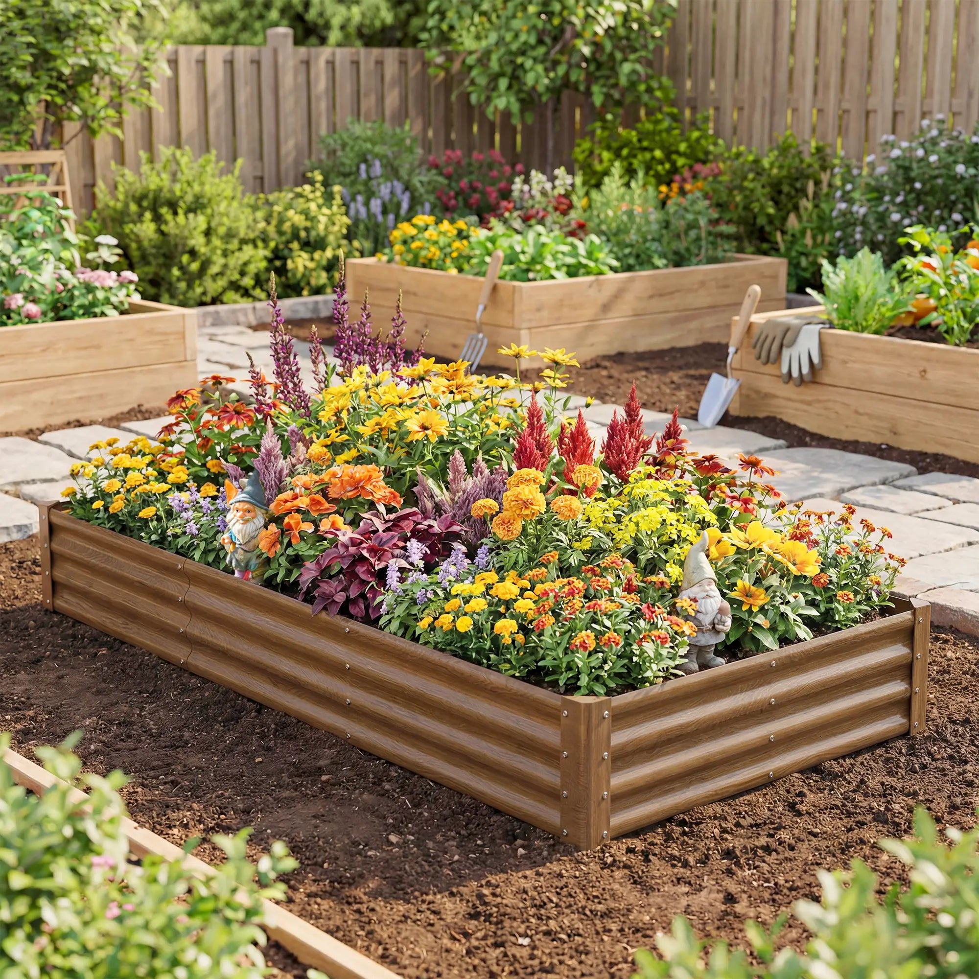 8 x 4 x 1ft Galvanized Raised Garden Bed, Reinforced Outdoor Planter Box, Distressed Brown Galvanized Planter Boxes at Gallery Canada
