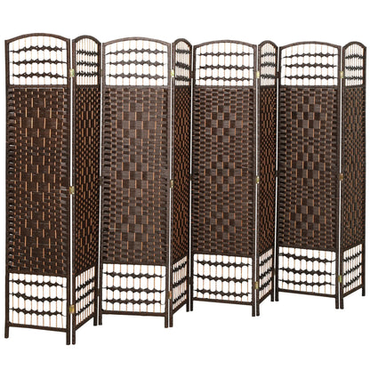 8 Panel Folding Room Divider, Portable Privacy Screen, Brown Room Dividers Brown at Gallery Canada