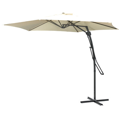 10ft Cantilever Patio Umbrella, Crank Handle, Cross Base, Cream White Sun Umbrellas Cream at Gallery Canada