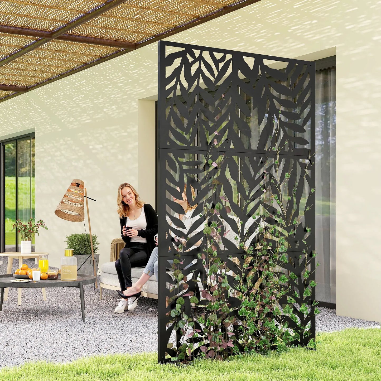 Metal Outdoor Privacy Screen, 72" x 38", Black Side Awnings at Gallery Canada