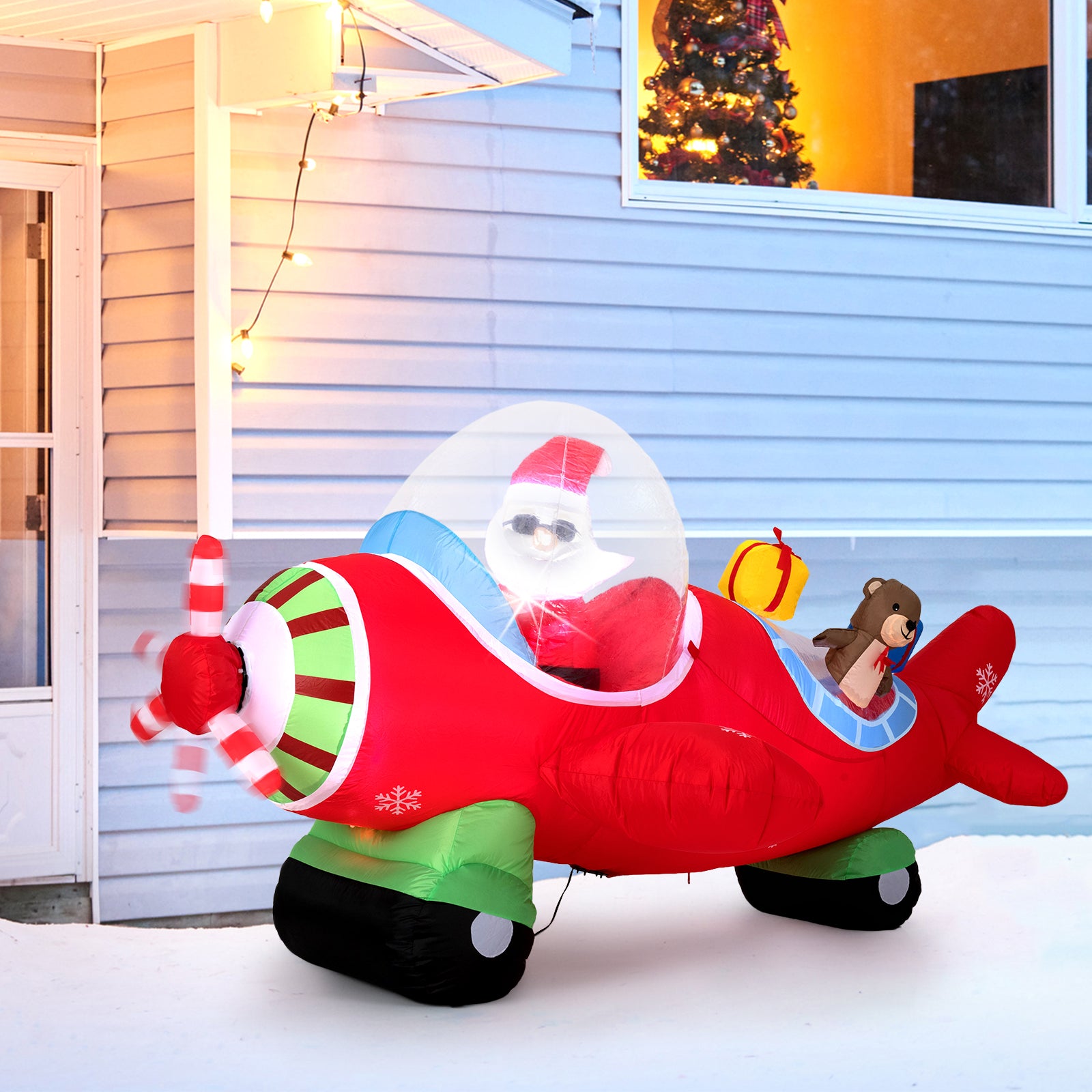 7.2 Feet Christmas Inflatable Airplane With Gift Boxes, LED Lights Christmas Inflatables at Gallery Canada