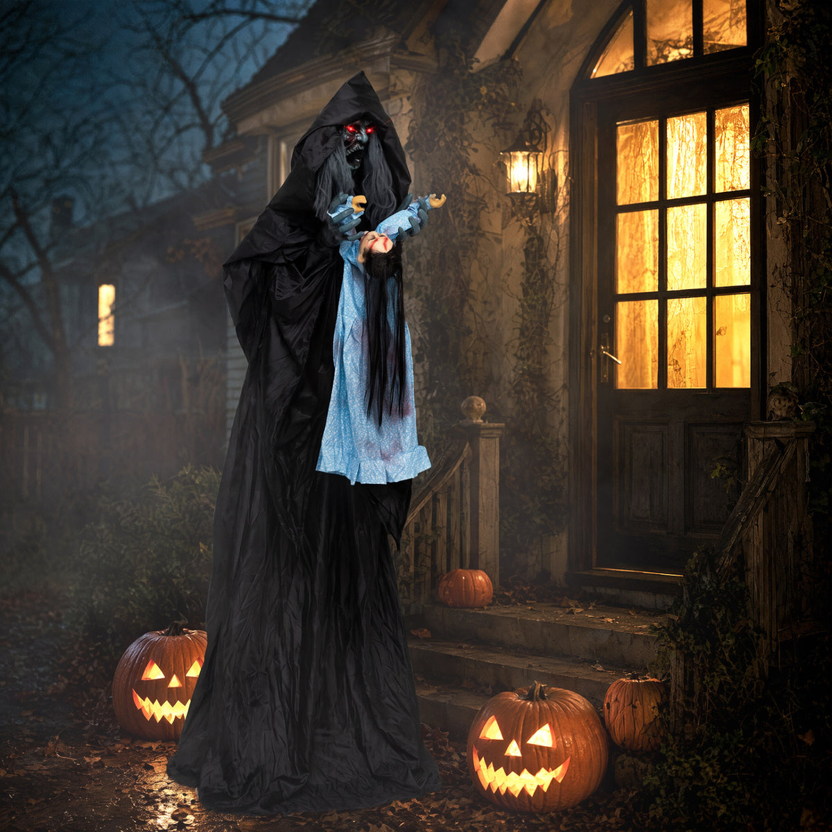 7.2 ft Animated Halloween Soul Sucker Decoration, Lowering Head, Black Halloween at Gallery Canada