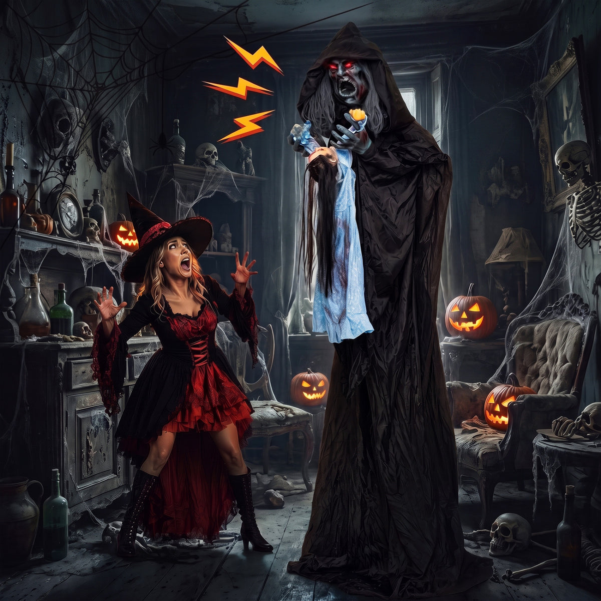7.2 ft Animated Halloween Soul Sucker Decoration, Lowering Head, Black Halloween at Gallery Canada