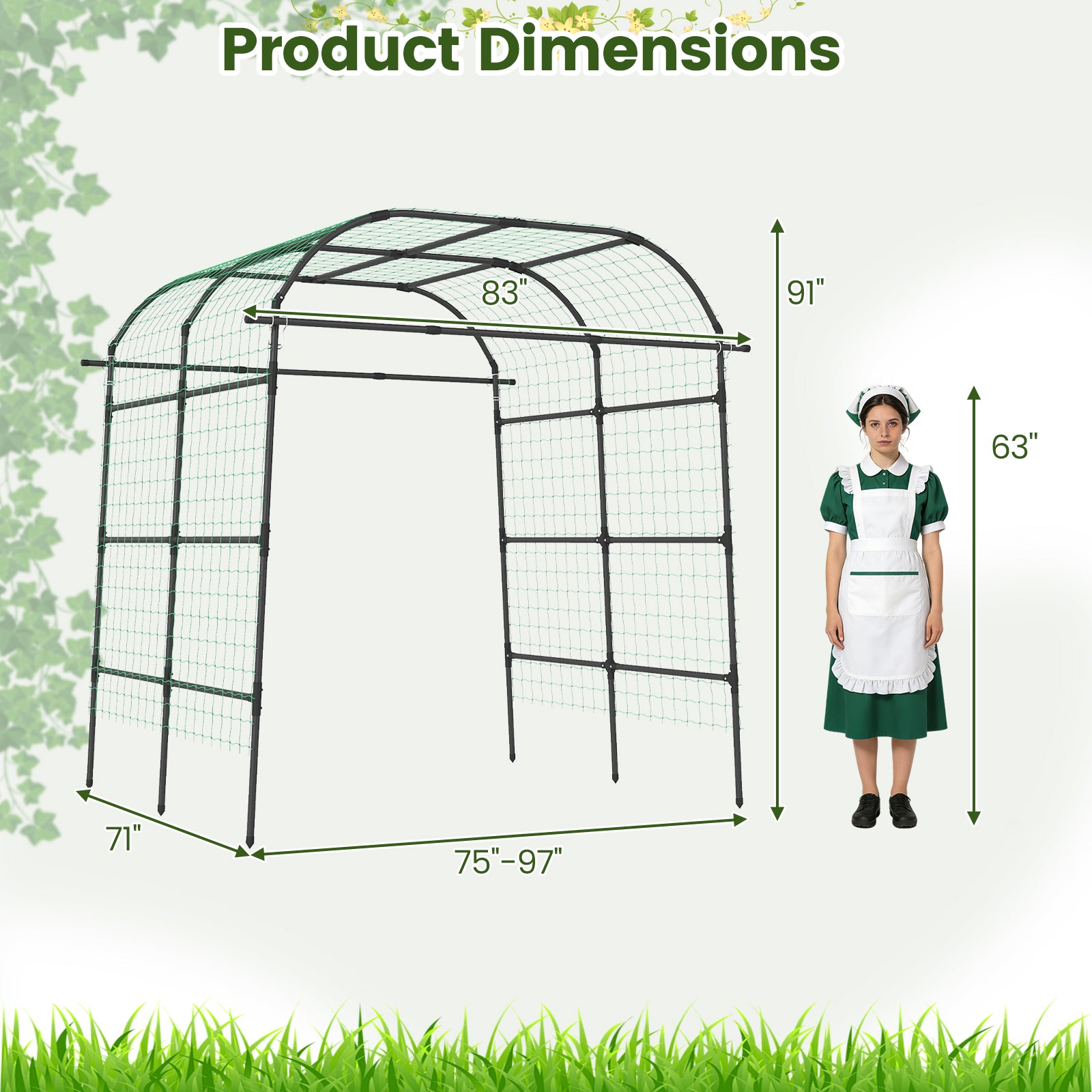 7.5 FT Metal Garden Arch Trellis For Climbing Plants, Black Plant Supports at Gallery Canada