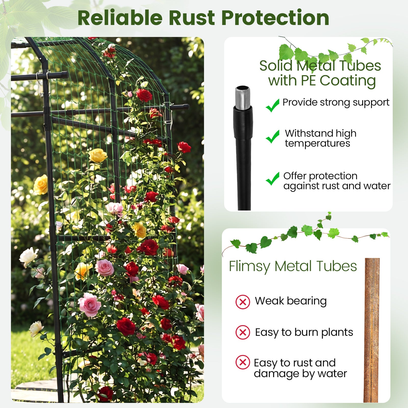 7.5 FT Metal Garden Arch Trellis For Climbing Plants, Black Plant Supports at Gallery Canada