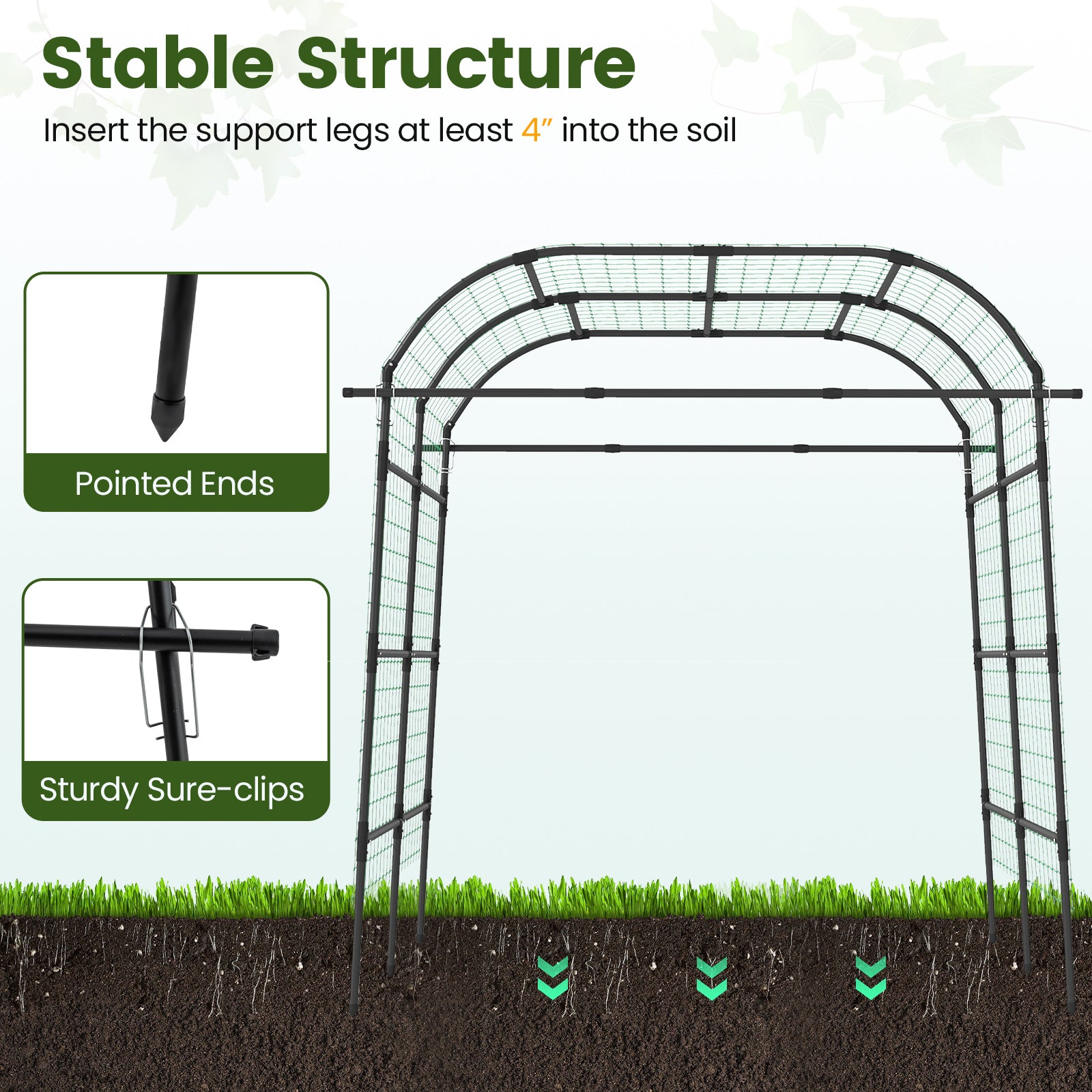 7.5 FT Metal Garden Arch Trellis For Climbing Plants, Black Plant Supports at Gallery Canada