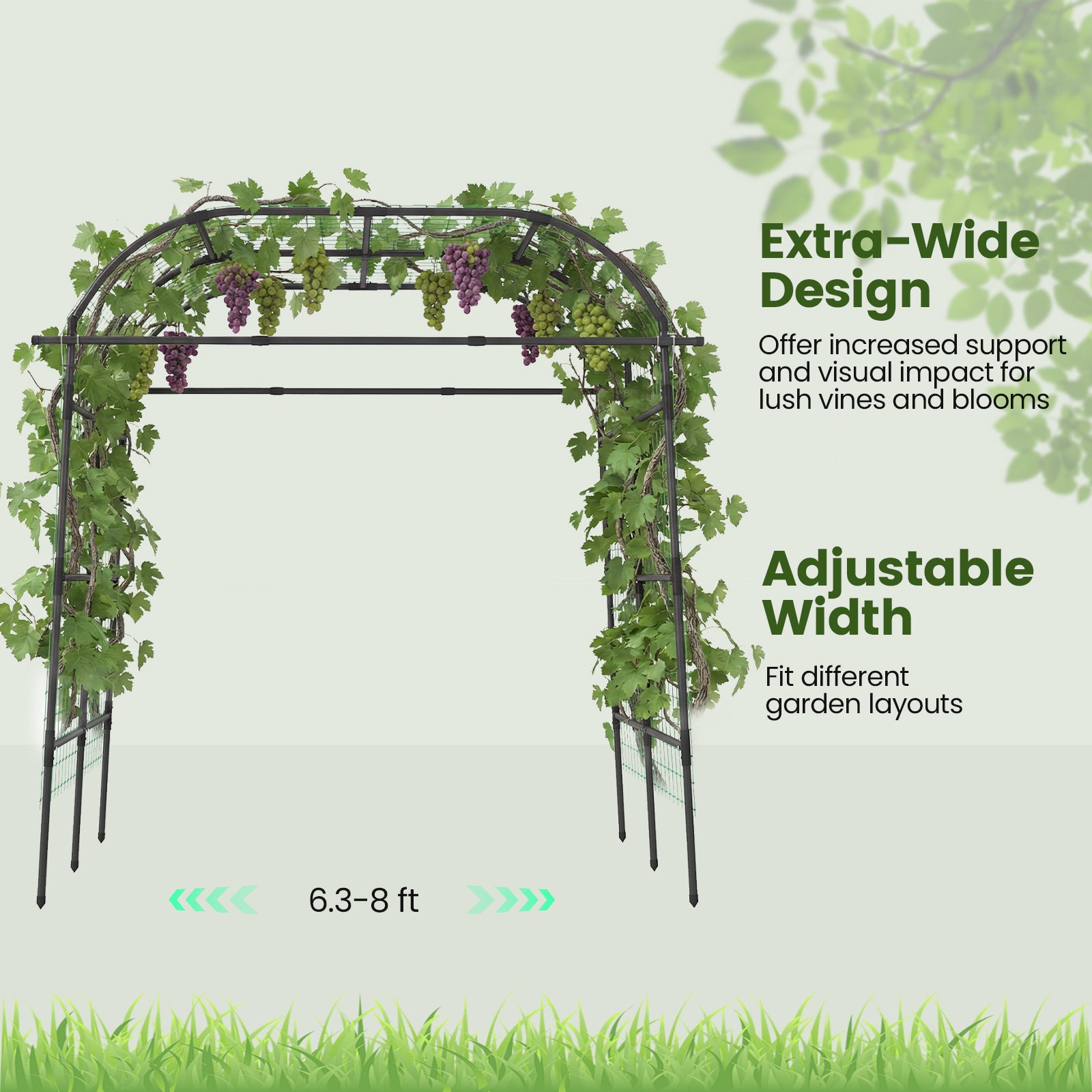 7.5 FT Metal Garden Arch Trellis For Climbing Plants, Black Plant Supports at Gallery Canada