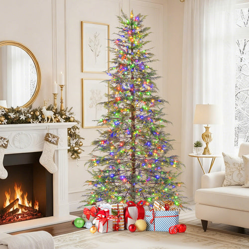 7.5 Feet Artificial Christmas Tree, With LED Lights, Green