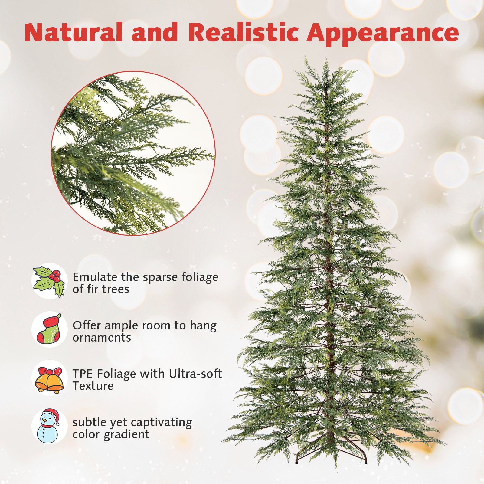 7.5 Feet Artificial Christmas Tree, With LED Lights, Green Christmas Tree at Gallery Canada