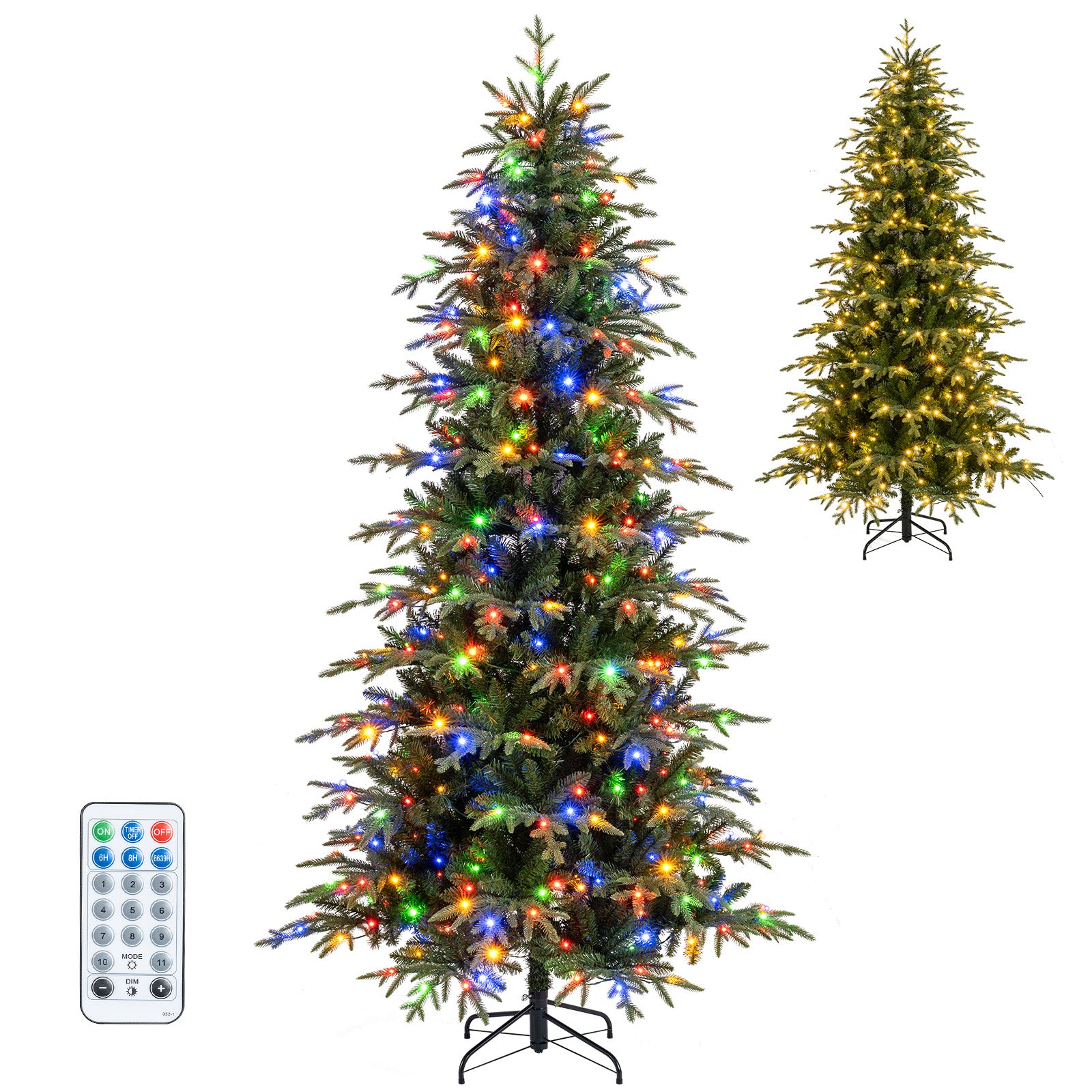 7.5 Feet Pre-Lit Artificial Christmas Tree Hinged Xmas Tree with LED Lights Christmas Tree at Gallery Canada