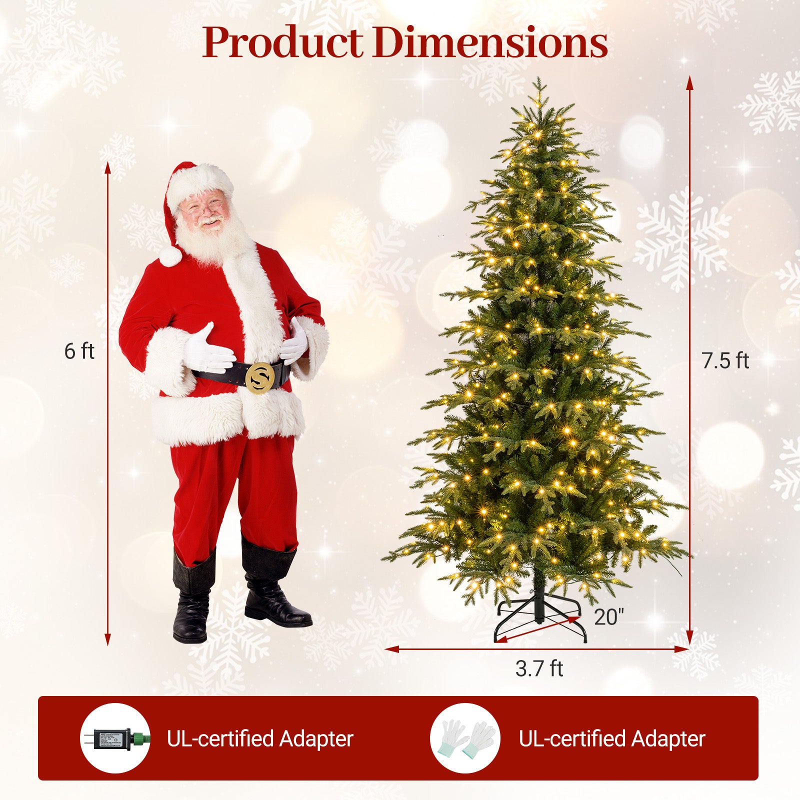 7.5 Feet Pre-Lit Artificial Christmas Tree Hinged Xmas Tree with LED Lights Christmas Tree at Gallery Canada
