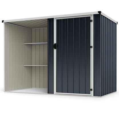 Outdoor Metal Storage Shed, 7.6 x 4 Ft, Lockable Door, Gray