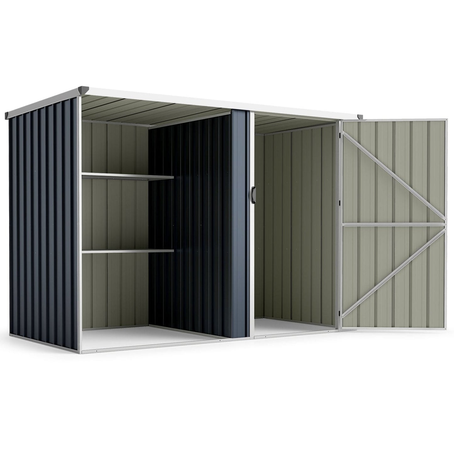 Outdoor Metal Storage Shed, 7.6 x 4 Ft, Lockable Door, Gray