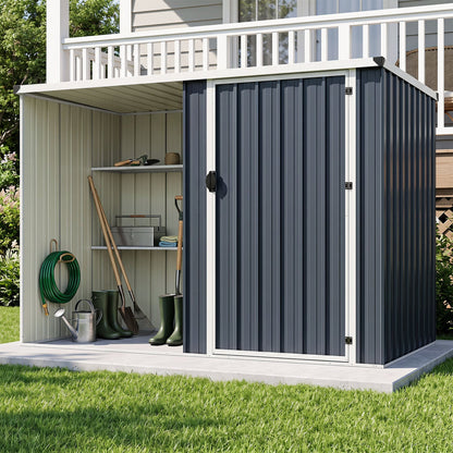 Outdoor Metal Storage Shed, 7.6 x 4 Ft, Lockable Door, Gray