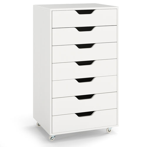 7-Drawer Storage Dresser, With Wheels, White