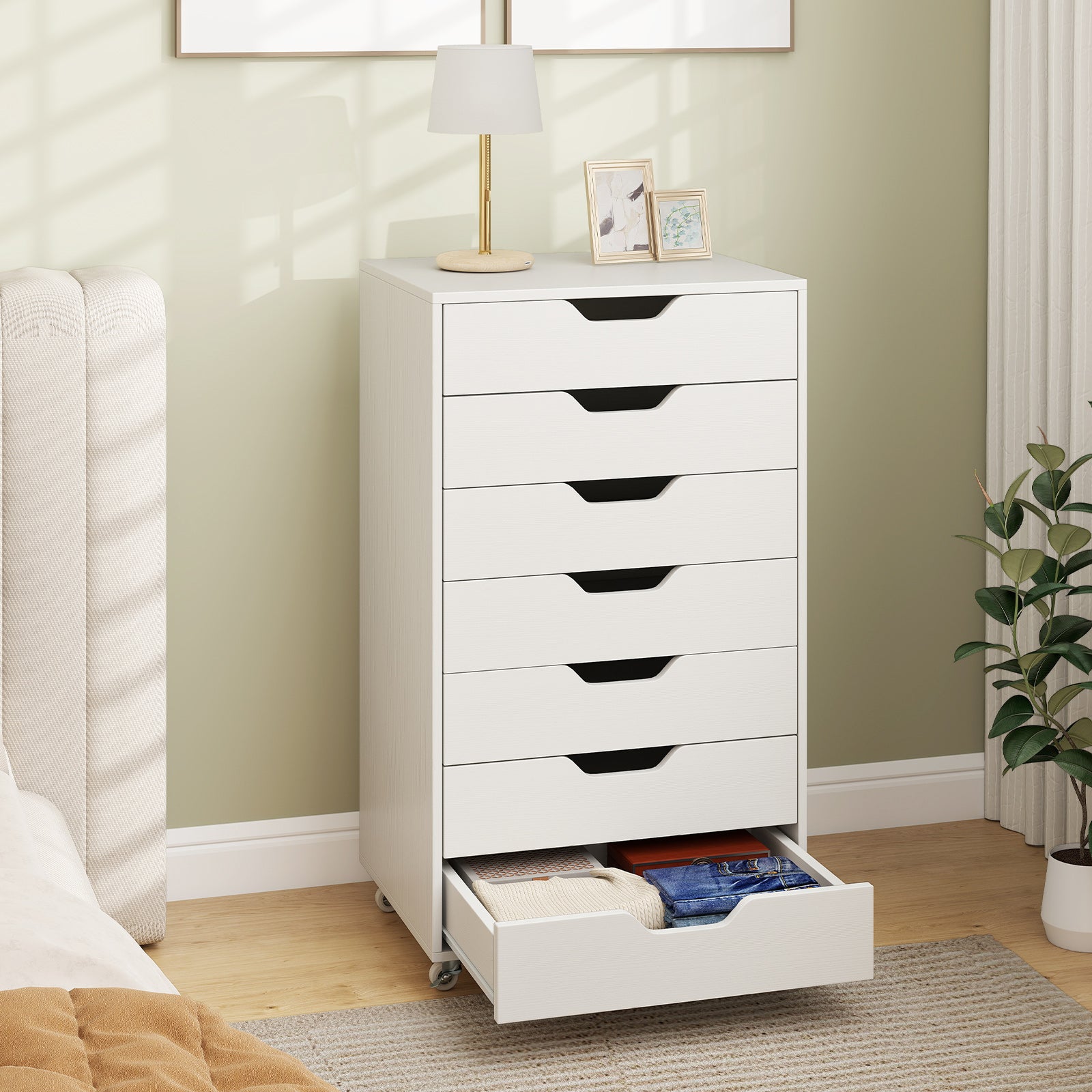 7-Drawer Storage Dresser, With Wheels, White File Cabinets at Gallery Canada