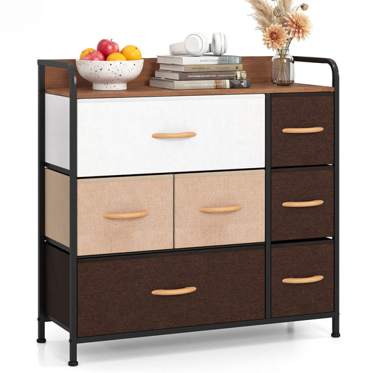 7 Drawer Tower Dresser, Steel Frame, Wooden Top, Multicolor Dressers & Chests Multicolor at Gallery Canada