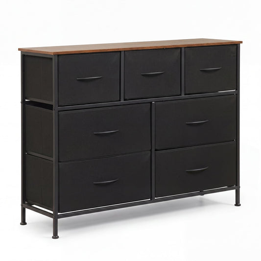 7-Drawer Wide Dresser, 2-Sized Fabric Drawers, Black Dressers & Chests Black at Gallery Canada