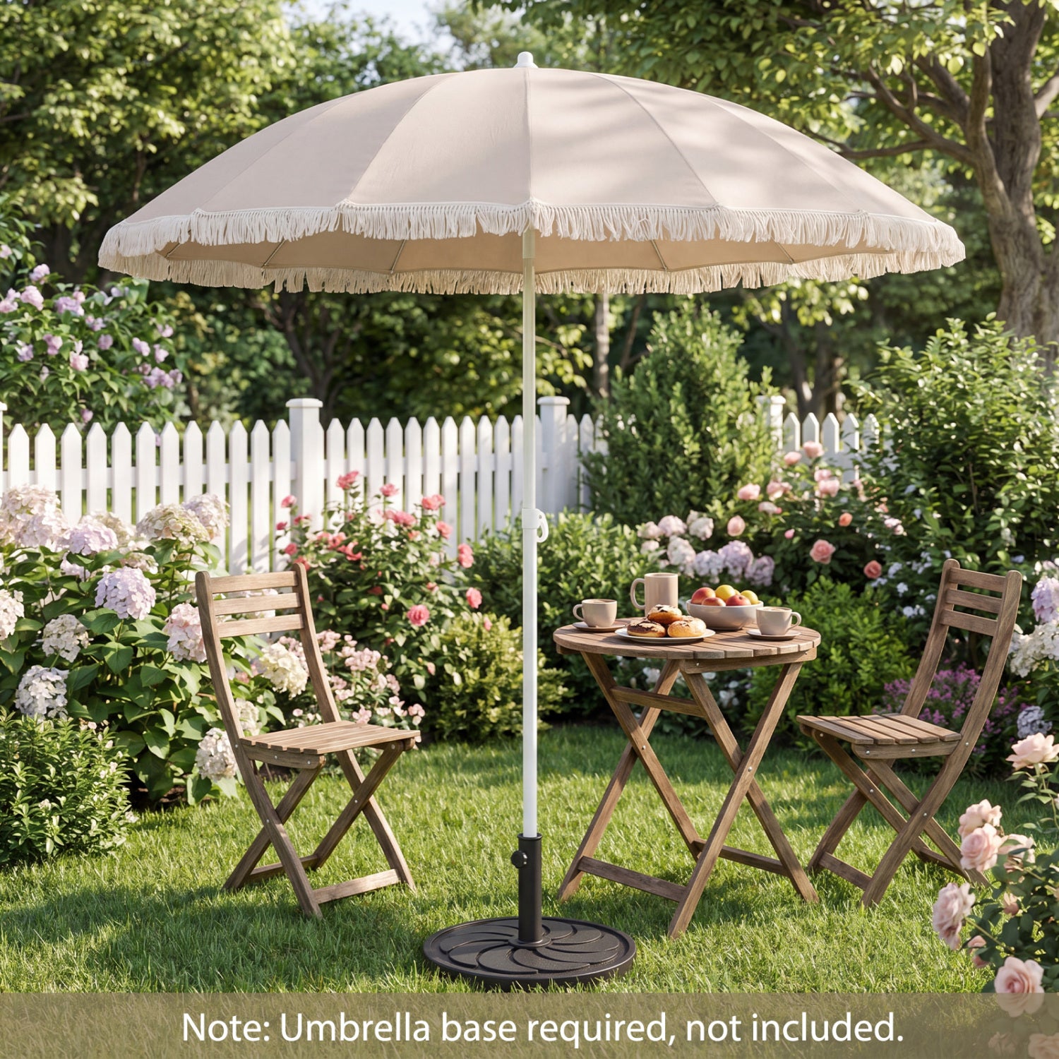 7 FT Patio Umbrella, Fringe Tassel Outdoor Beach Garden Poolside, Beige Outdoor Umbrellas at Gallery Canada