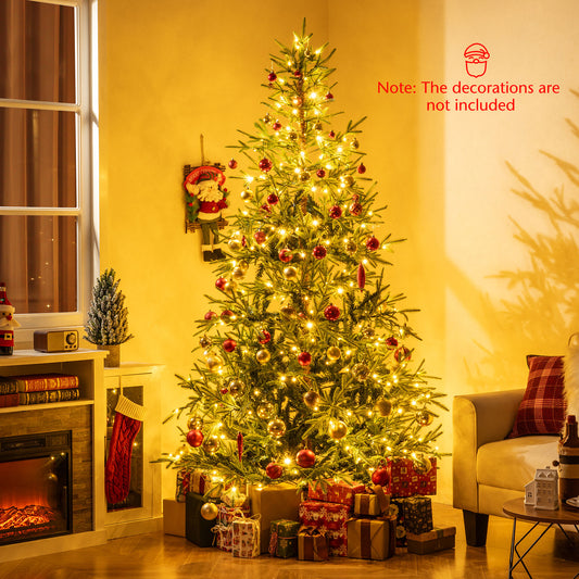 7 FT Pre-Lit Artificial Christmas Tree Hinged Xmas Tree with 300 Warm White & Multicolored LED Lights Christmas Tree Options at Gallery Canada