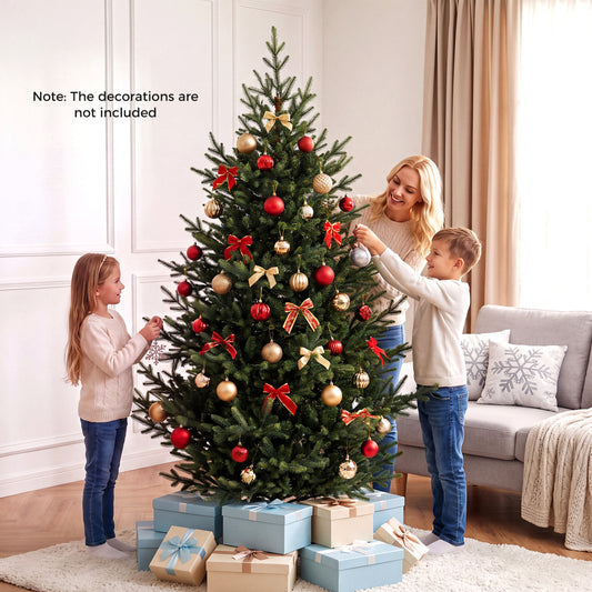 7 FT Pre-Lit Artificial Christmas Tree, 340 Warm White LED Lights, Green Christmas Tree Green at Gallery Canada