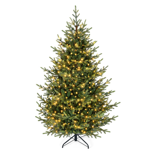 7 FT Pre-Lit Artificial Christmas Tree, 340 Warm White LED Lights, Green Christmas Tree Green at Gallery Canada
