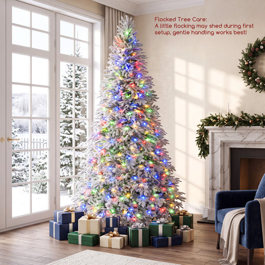 7 FT Pre-Lit Artificial Christmas Tree, Warm White Multicolor LED, White Christmas Tree White at Gallery Canada